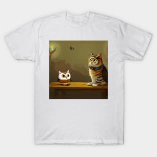 A Cat and An Owl Funny Pet Owner T-Shirt